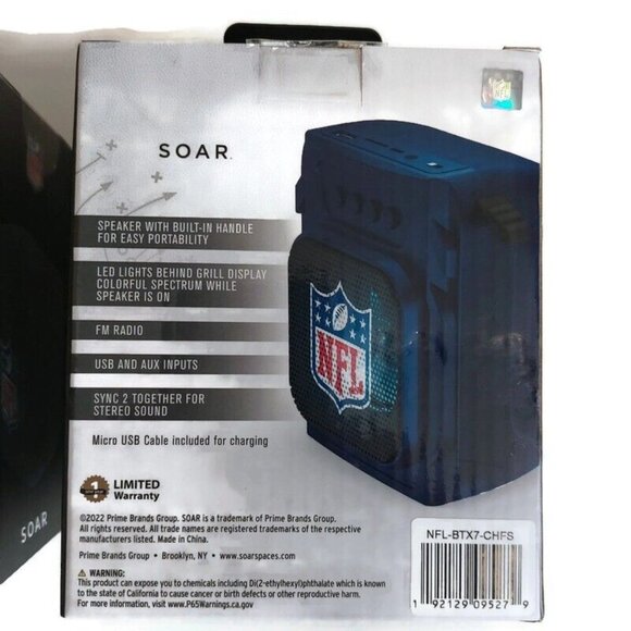Soar NFL Kansas City Chiefs (2) Bluetooth MINI Wireless Speakers With LED Lights - Picture 4 of 4